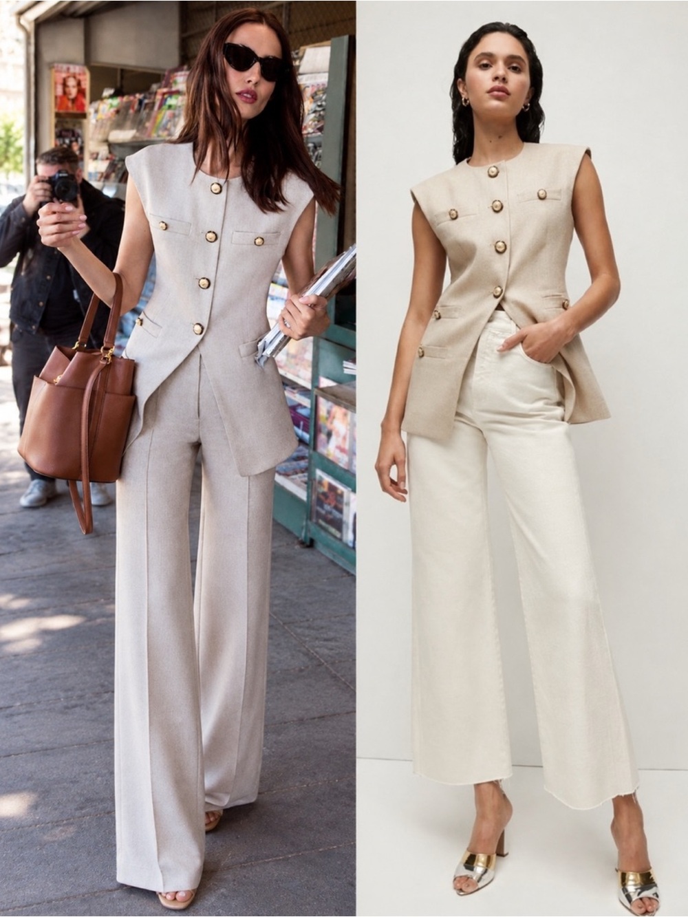 Veronica Beard Tamara Vest Sandalwood Beige Utility Tailored Size 2